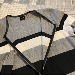 Rafaella Black & Gray Striped Cardigan. Woman’s Size LG.